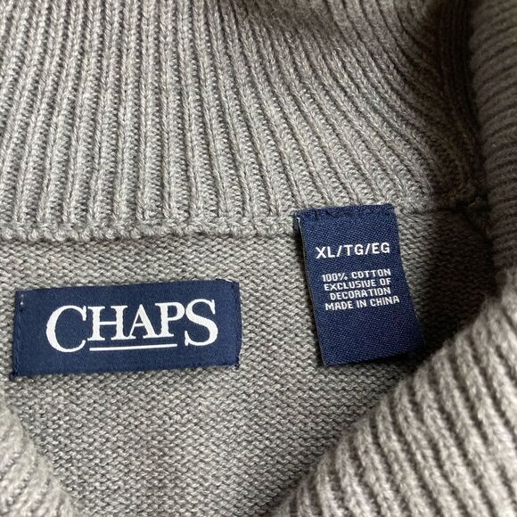 CHAPS XL Unisex Faux Suede Elbow Patch Button Sweater - Picture 10 of 14